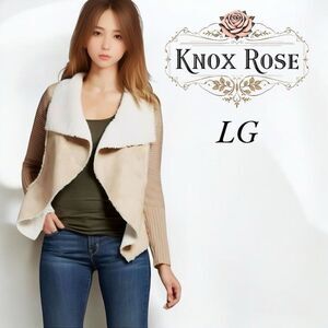 Faux Sherpa Sweater Jacket – Knox Rose! Sz L Knit Open Sweater Tan Women’s Tan